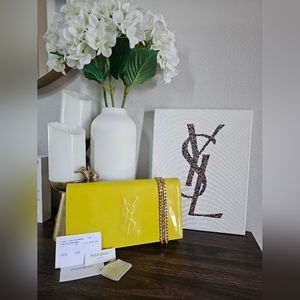 YSL Patent Leather Neon Clutch Bag